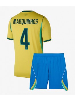 Brasilien Marquinhos #4 Replika Hemmakläder Barn VM 2026 Kortärmad (+ byxor)
